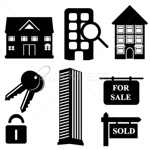 Real estate and housing icons Stock photo © soleilc