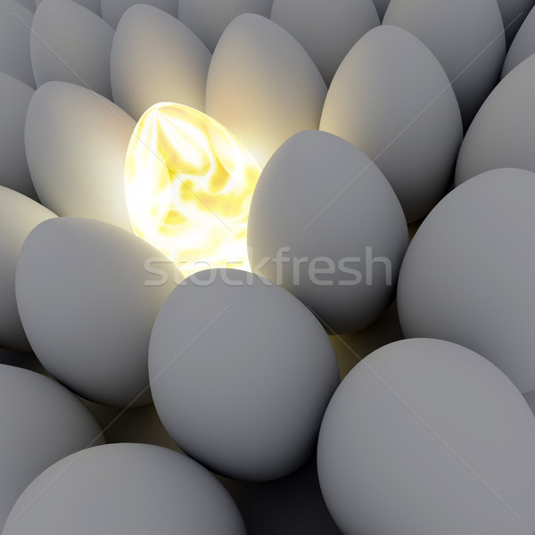 Unique abstract shining egg among simple eggs Stock photo © sommersby