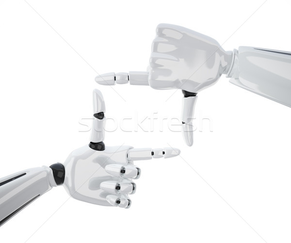 Stockfoto: Frame · robotachtige · handen · geïsoleerd · witte