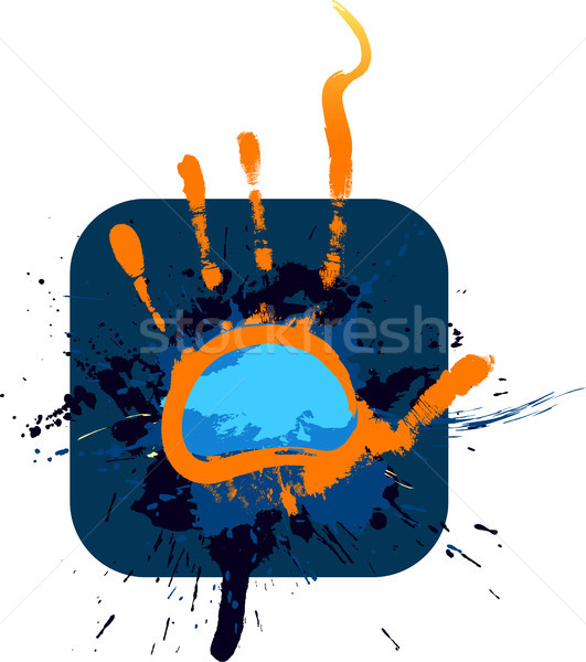 [[stock_photo]]: Bleu · grunge · cadre · main · fond