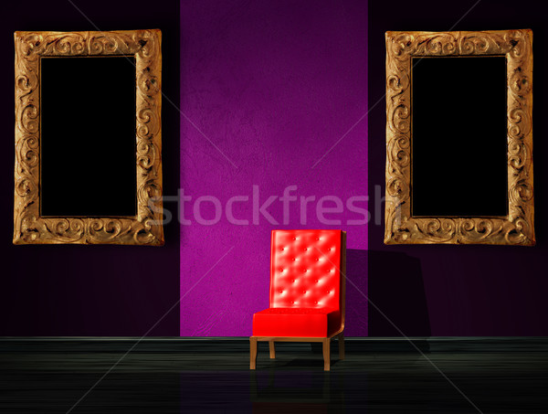 [[stock_photo]]: Belle · modèle · intérieur · mur · maison · verre