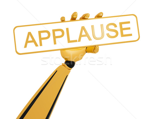 Robotic hand hold a plate with word APPLAUSE Stock photo © sommersby