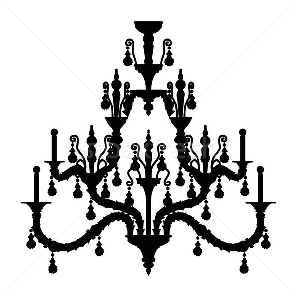 Silhouette of luxury chandelier Stock photo © sommersby