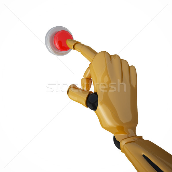 ボタン 金 ロボットの 手 プッシング ストックフォト © sommersby