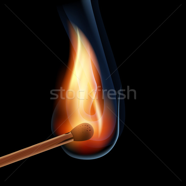 Brandend houten wedstrijd zwarte eps10 brand Stockfoto © sonia_ai