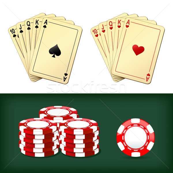 Stock photo: royal flush playing cards, chips casino