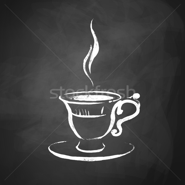 Stock fotó: Csésze · kávéscsésze · kávé · kézzel · rajzolt · rajz · tábla