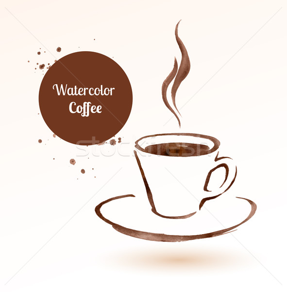 Kubek filiżankę kawy kawy akwarela szkic Zdjęcia stock © Sonya_illustrations