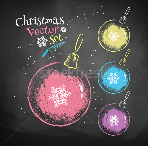Color chalk drawn Christmas balls. Stock photo © Sonya_illustrations