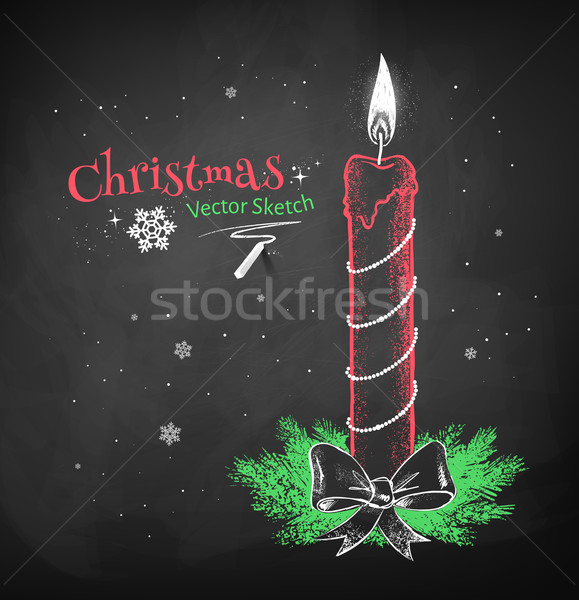 Piros karácsony gyertya szín kréta vektor Stock fotó © Sonya_illustrations