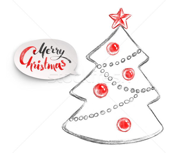 Stock photo: Hand drawn illustration of Christmas tree