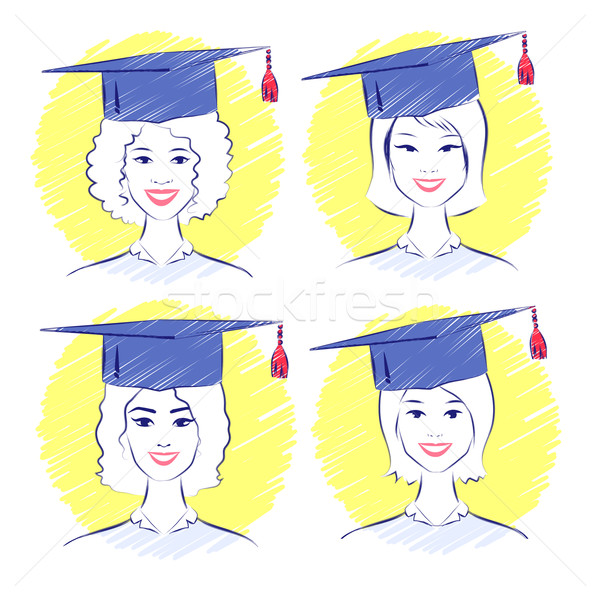 Young women wearing graduation cap. Stock photo © Sonya_illustrations