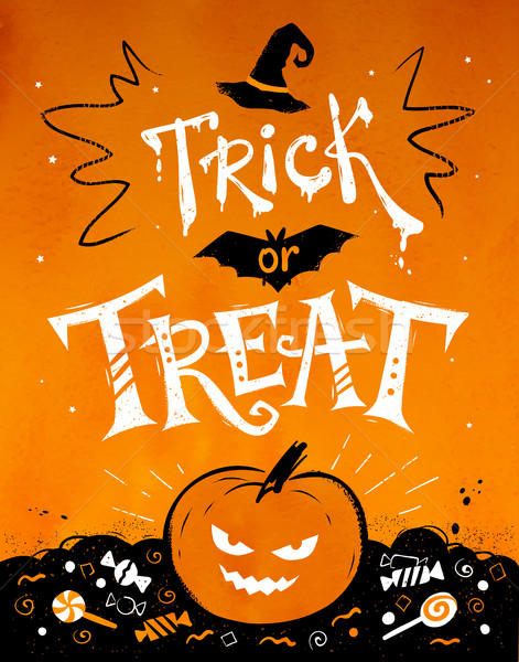 трюк Хэллоуин плакат тыква конфеты Сток-фото © Sonya_illustrations