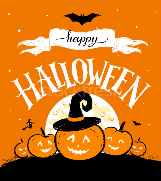 Stock photo: Happy Halloween vector postcard