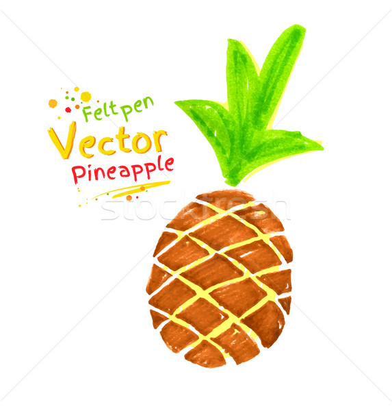 [[stock_photo]]: Ananas · vecteur · stylo · enfant · dessin · texture