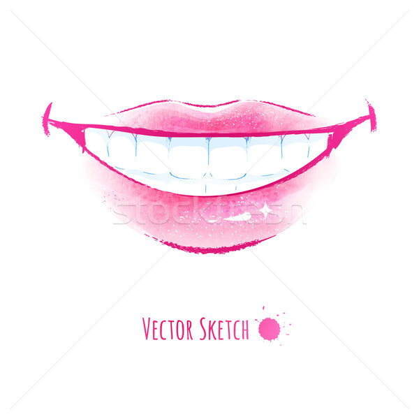 微笑 嘴唇 手工繪製 水彩畫 質地 微笑 商業照片 © Sonya_illustrations