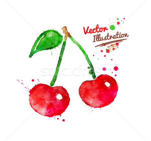 Watercolor cherries. Stock photo © Sonya_illustrations