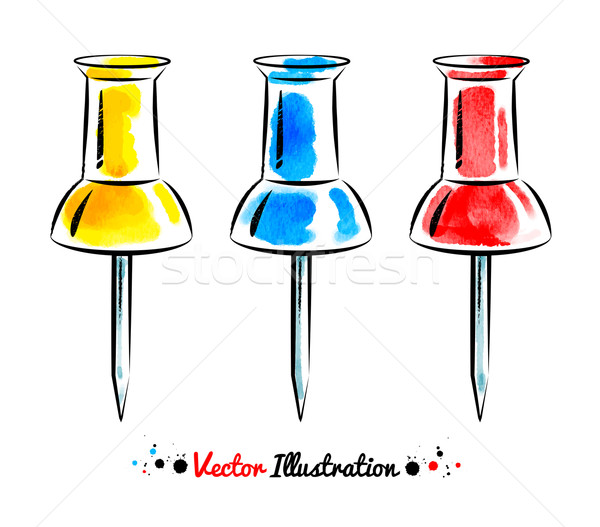 Watercolor thumbtacks. Stock photo © Sonya_illustrations