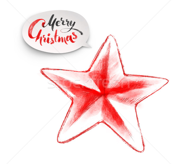Stock fotó: Illusztráció · karácsony · csillag · kézzel · rajzolt · ceruza · vízfesték