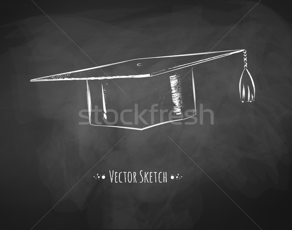 Foto stock: Graduação · boné · quadro-negro · escolas · arte