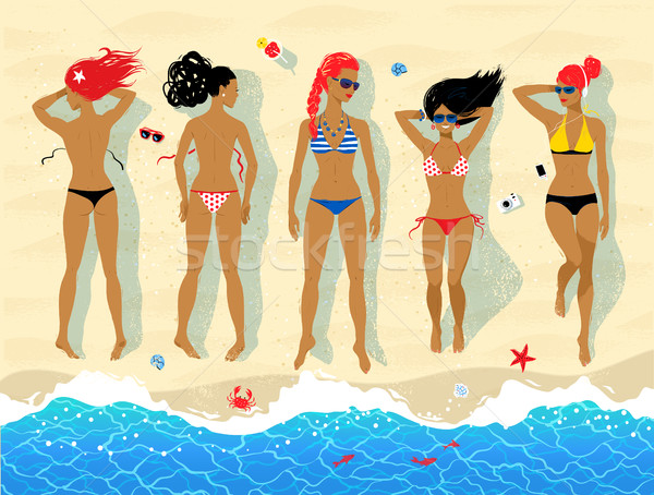 Sunbathing young women Stock photo © Sonya_illustrations