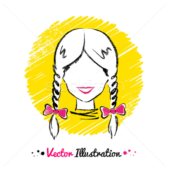 Női avatar kézzel rajzolt rajz nő arc Stock fotó © Sonya_illustrations