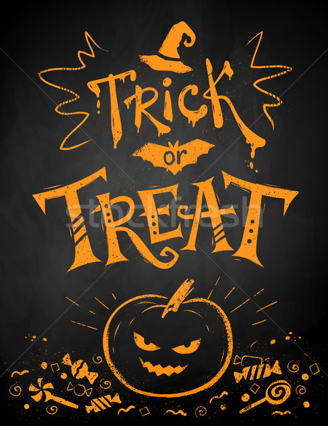 Stockfoto: Truc · halloween · poster · oranje · krijt