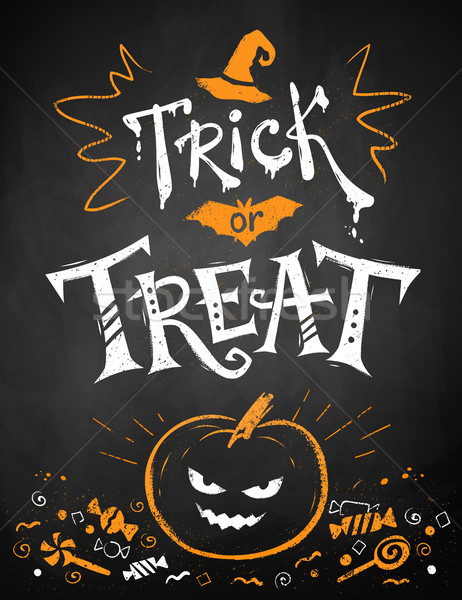 トリック ハロウィン ポスター 白 オレンジ ストックベクター C Sonya Illustrations Stockfresh