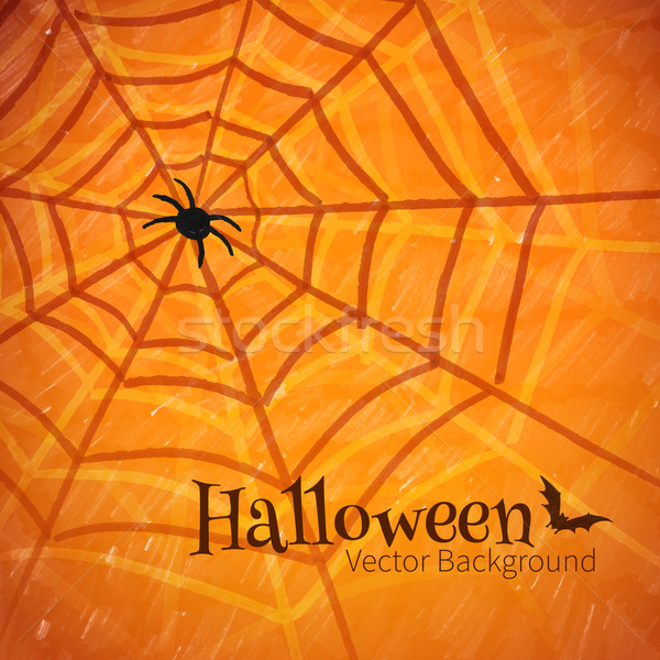 Stilou desen panza de paianjen portocaliu web noapte Imagine de stoc © Sonya_illustrations