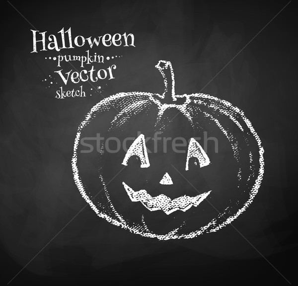 Foto stock: Calabaza · de · halloween · pizarra · dibujo · textura · cara · arte