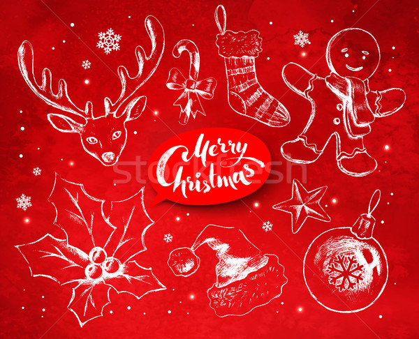 Christmas vintage wektora zestaw obiektów Zdjęcia stock © Sonya_illustrations