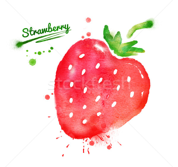水彩畫 草莓 手工繪製 畫 飛濺 食品 商業照片 © Sonya_illustrations