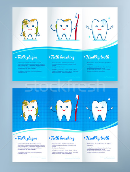 Atendimento odontológico folheto projeto bonitinho dente Foto stock © Sonya_illustrations