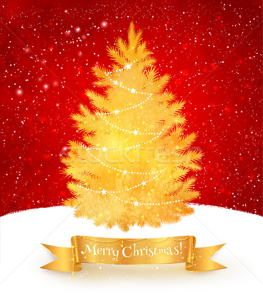Christmas postcard in red and gold colors Stock photo © Sonya_illustrations