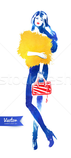 Mode modèle sac vecteur couleur pour aquarelle illustration Photo stock © Sonya_illustrations