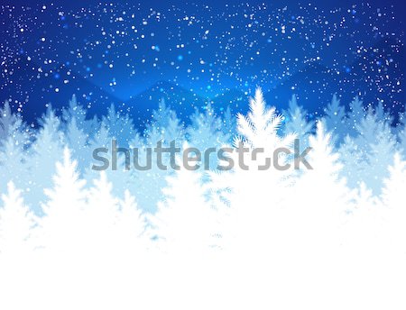 Wieczór zimą krajobraz christmas objętych śniegu Zdjęcia stock © Sonya_illustrations