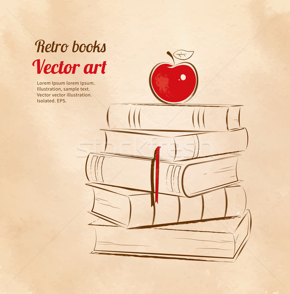 Apple on books. Stock photo © Sonya_illustrations
