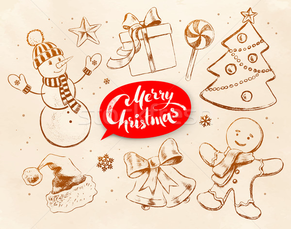 Vintage collection of Christmas objects Stock photo © Sonya_illustrations
