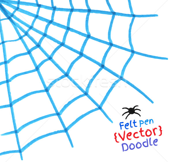 Stok fotoğraf: örümcek · ağı · kalem · çizim · sanat · web · mavi