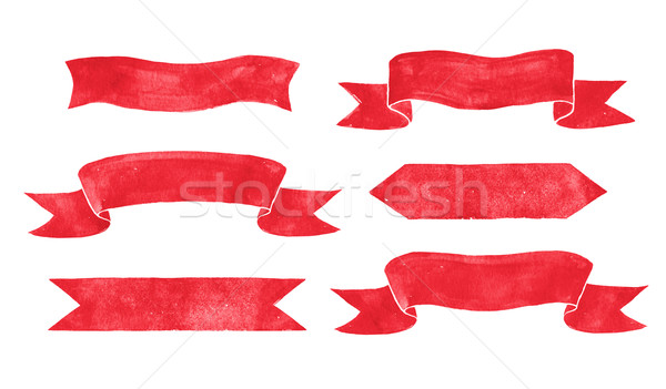 Red vintage scroll banners. Stock photo © Sonya_illustrations