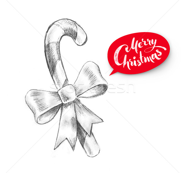 Karácsony cukorka sétapálca kézzel rajzolt ceruza illusztráció Stock fotó © Sonya_illustrations