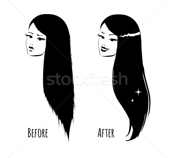 Stock photo: Hair before and after. 