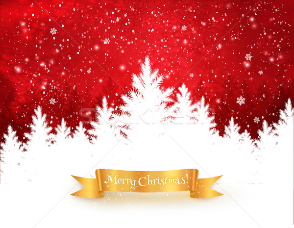 Red and white Christmas trees landscape. Stock photo © Sonya_illustrations