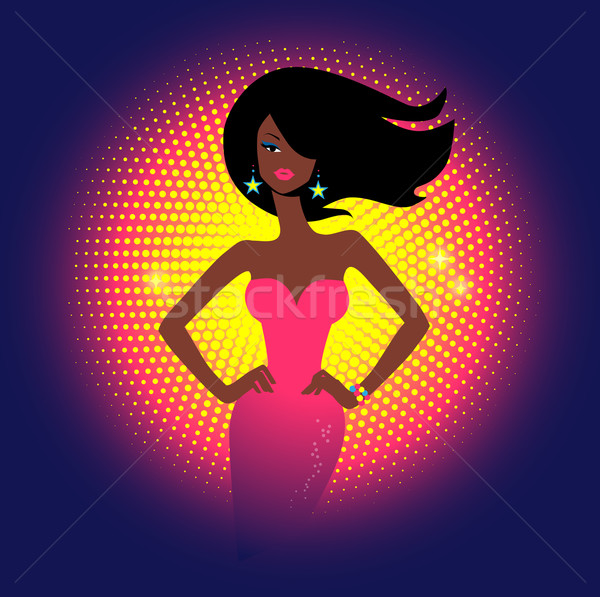 Girl on disco lights background. Stock photo © Sonya_illustrations