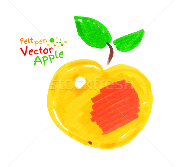 Yellow apple with leaves. Stock photo © Sonya_illustrations