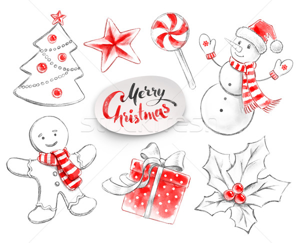 Collection of Christmas objects Stock photo © Sonya_illustrations