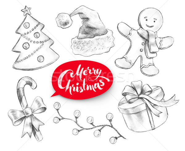 Farbują kolekcja christmas obiektów grafit Zdjęcia stock © Sonya_illustrations