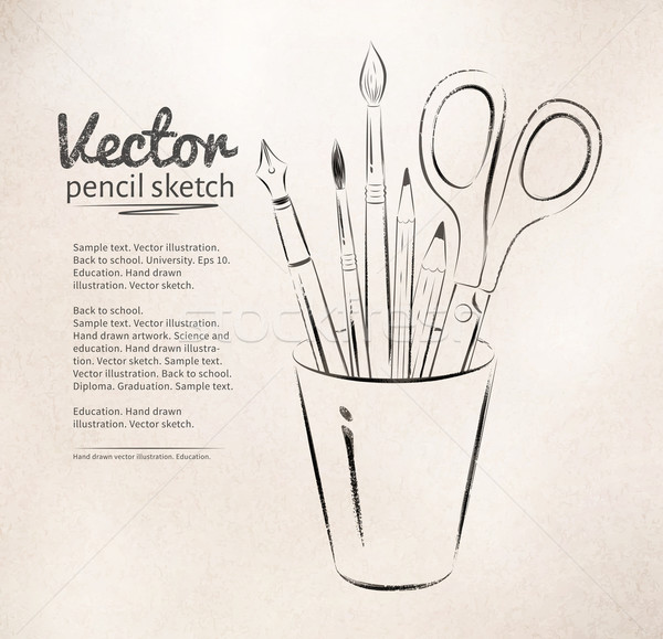 Artist tools in holder. Stock photo © Sonya_illustrations