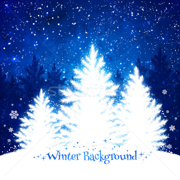Рождества деревья синий белый падение снега Сток-фото © Sonya_illustrations