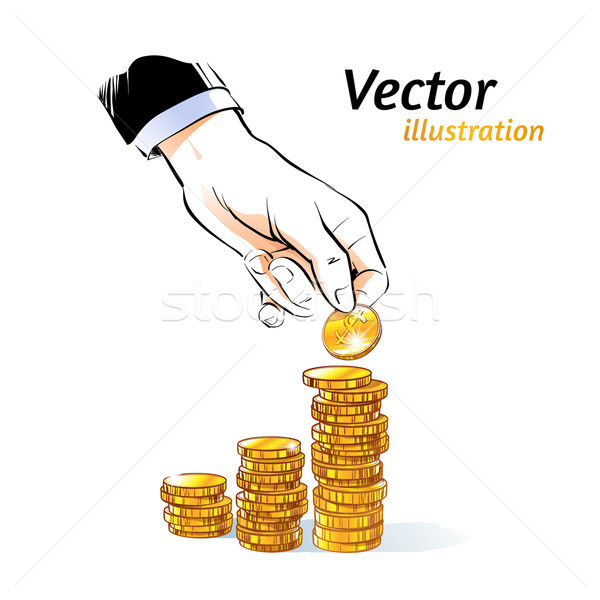 Geld besparing teken handdruk financieren goud Stockfoto © Sonya_illustrations
